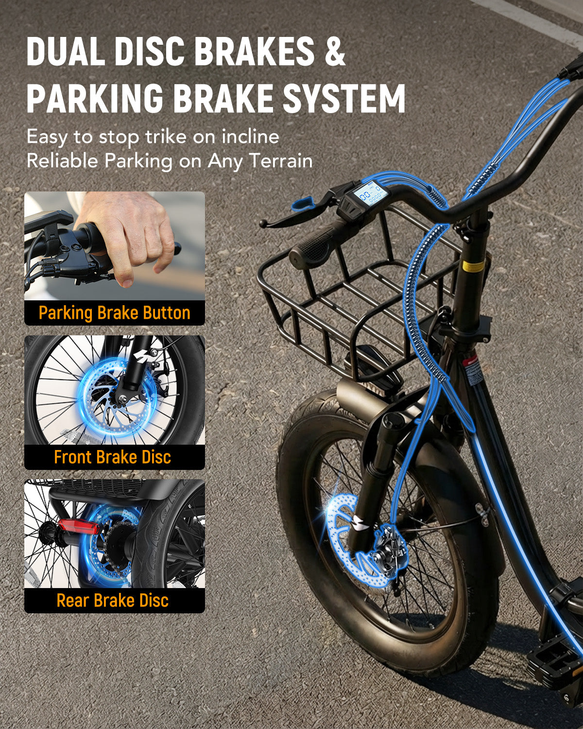 AA HP57 ActBest Folding 3‑Wheel Electric Tricycle for Adults/Seniors, 18"x3.0" Fat Tire E‑Trike, 750W(Peak1200W),48V 10.4Ah Battery, Ideal for Grocery Shopping, Walking Dogs, Carrying Cargo