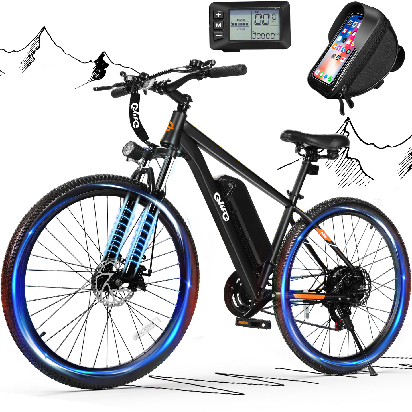 EB20-26Electric Bike for Adults - 21-Speed Mountain Lightweight Ebike with Peak 750W 20MPH Brushless Motor