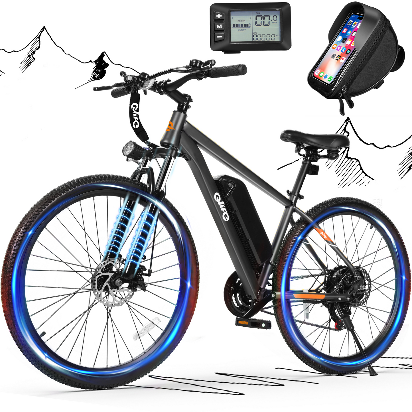 EB20-26Electric Bike for Adults - 21-Speed Mountain Lightweight Ebike with Peak 750W 20MPH Brushless Motor