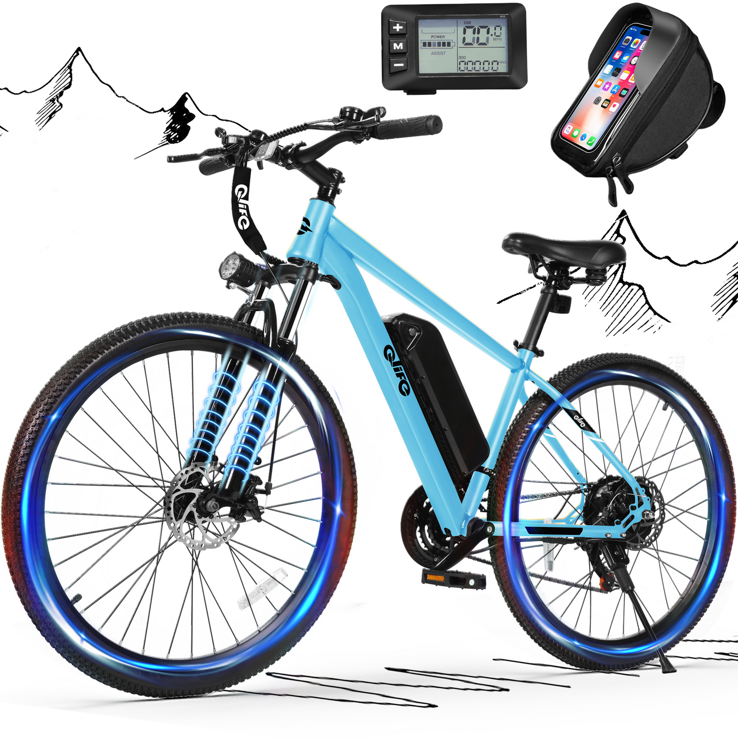 EB20-26Electric Bike for Adults - 21-Speed Mountain Lightweight Ebike with Peak 750W 20MPH Brushless Motor