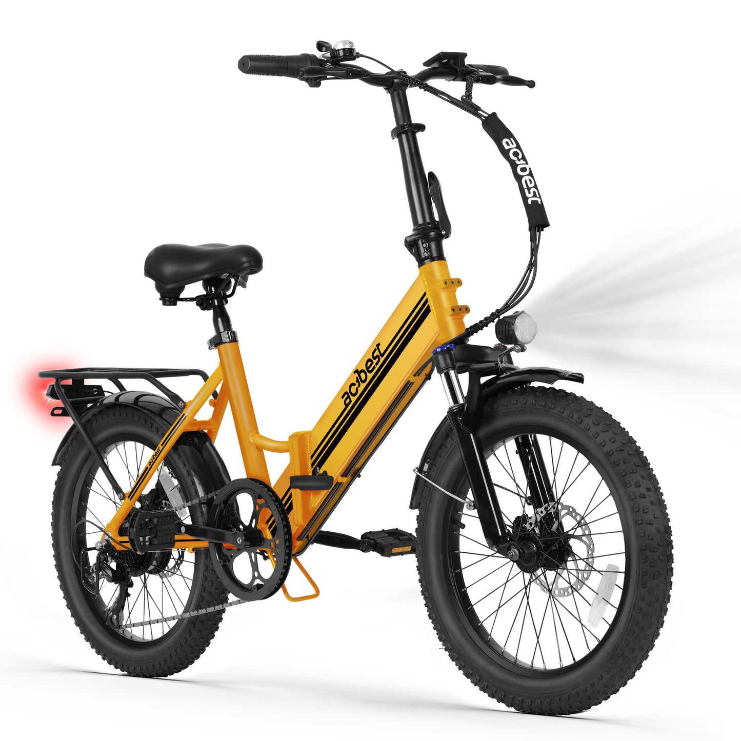 Actbest Speedy Lite Electric Bike for Adults 1200W Peak Motor Folding Ebike with 48V Removable Battery, 20" Fat Tire, Up to 40 Miles Electric Bicycle with Front Suspension (Black) with Saddle Bag