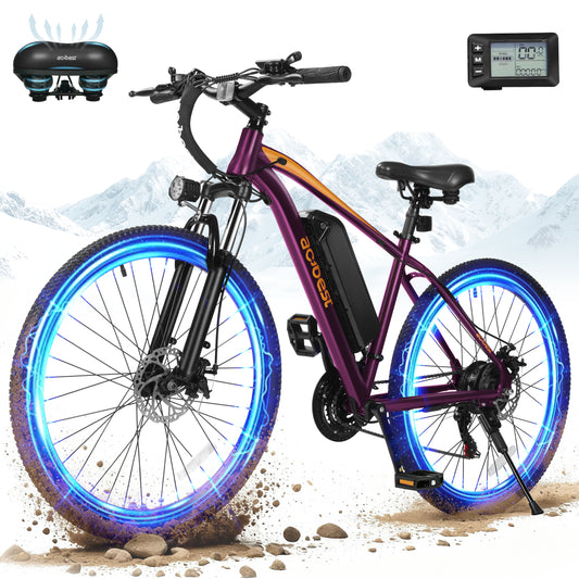 Actbest Electric Bike for Adults, 1200W Peak Mountain Ebike, 27.5" Adult Electric Bicycle with 48V Removable Battery, 21 Speed, Purple