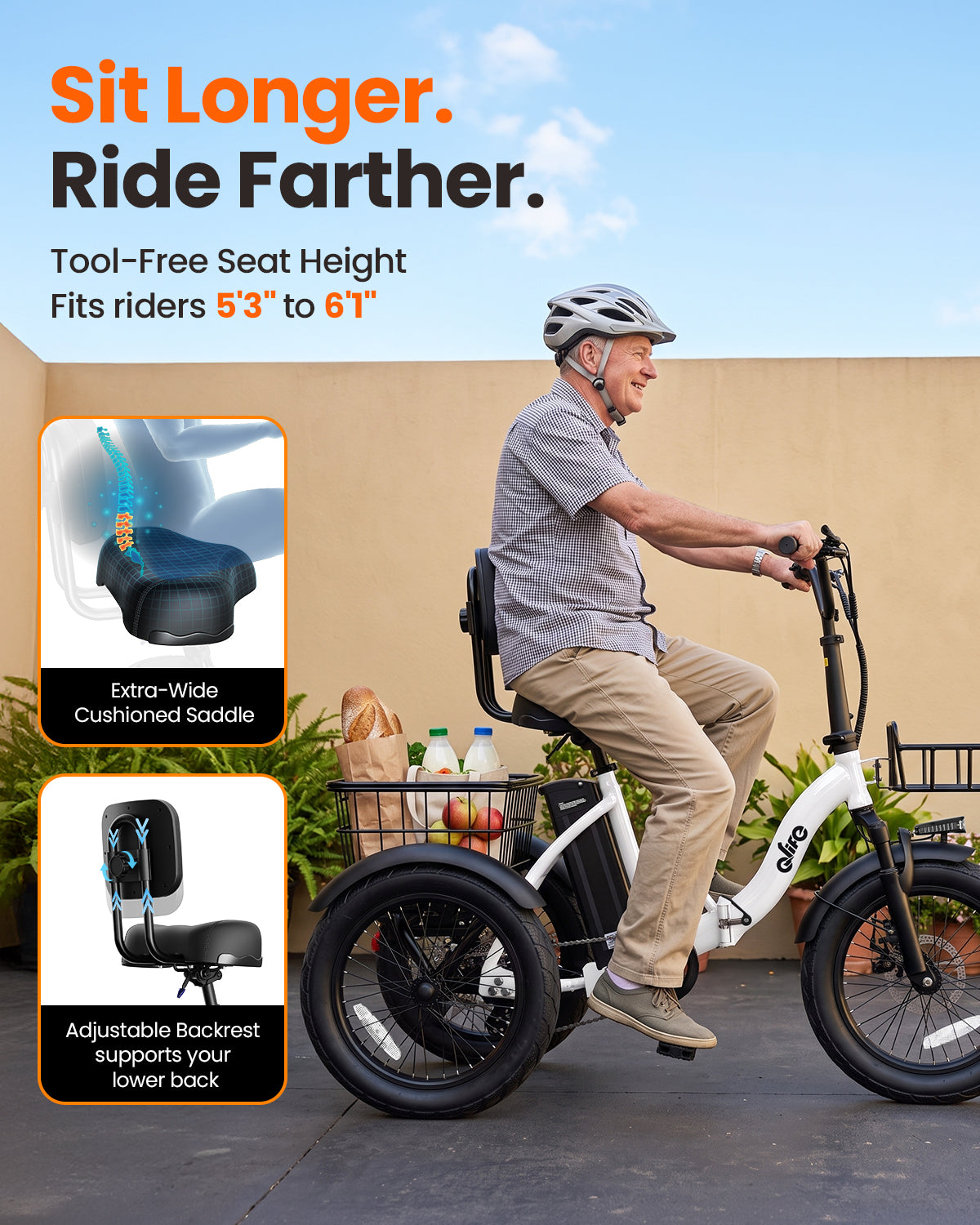 AA 57-new Actbest Electric Tricycle for Adults, 18" Folding Electric Trike, Peak 700W Motor 48V 10.4AH Etrike, 18MPH Up to 55 Miles 3-Wheel Electric Bike