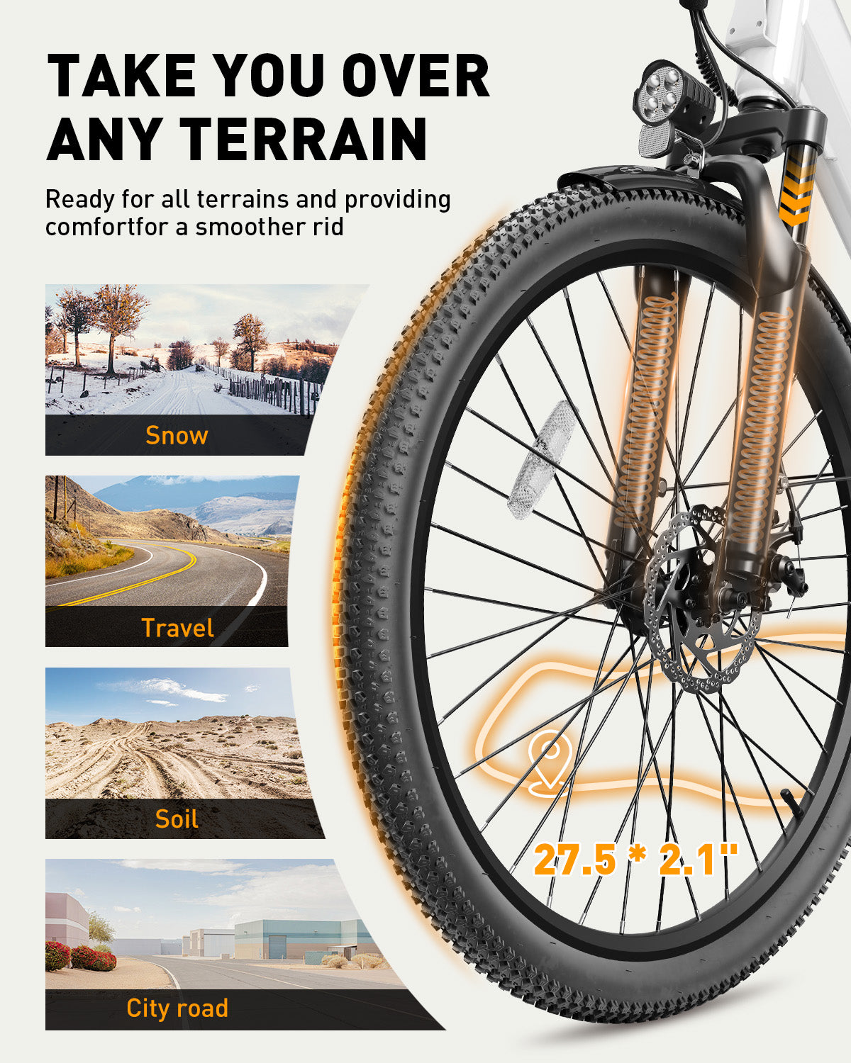 AA AT4627 ACTBEST Electric Bike for Adults/Woman, Cores 27.5" Electric Bike Up to 70 Miles Long Range, with 500W Motor, 48V 12Ah Removable Battery, 7-Speed Mountain E Bike