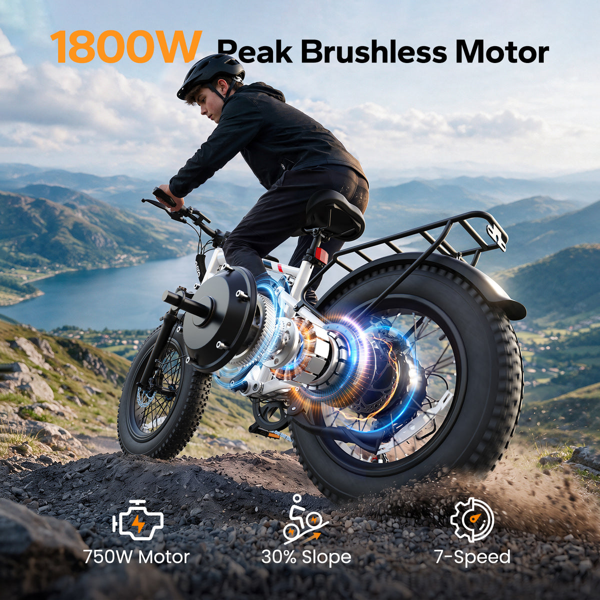 Hopepeak EB50Plus Racer Fat Tire 2.0 Electric Bike For Adults
