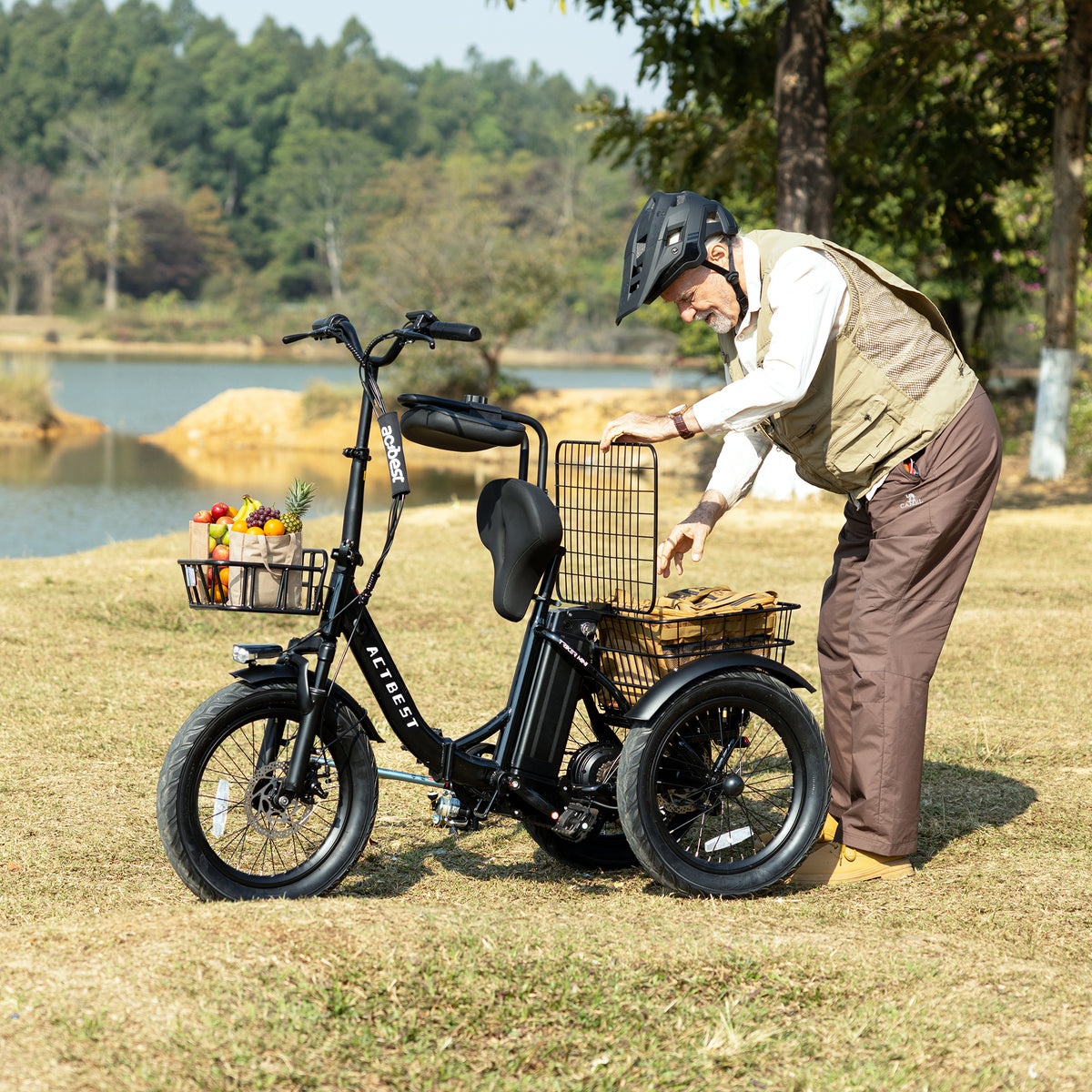 AA AT57 ACTBEST Electric Tricycle for Adults, 18"x3.0" Fat Tire 3-Wheel Electric Bike, 500W Motor 48V 10.4Ah Battery, Folding E-Trike Up to 18Mph