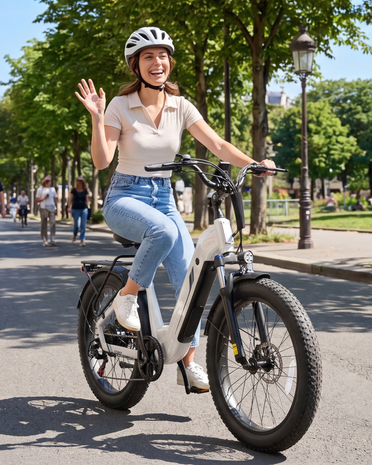 HP21 Hopepeak C30 Electric Bike for Adults,750W Motor, 28 MPH Max Electric Urban Bike, 48V 15.6Ah Removable Battery, 24" Fat Tire EBike with 7-Speed