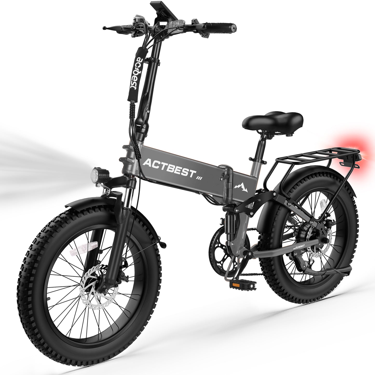 AT60 Electric Bicycle for Adults, with Dual Suspension 20" Fat Tire Folding Ebike