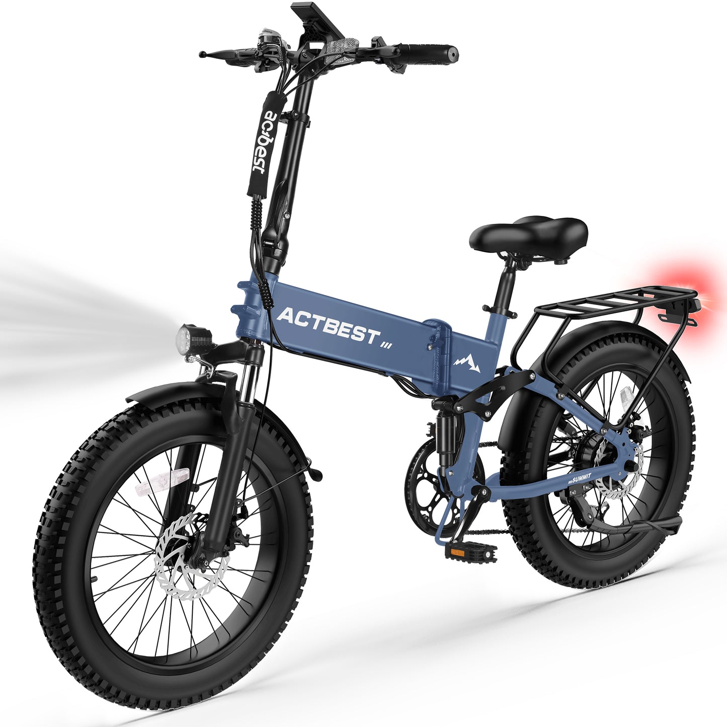 AT60 Electric Bicycle for Adults, with Dual Suspension 20" Fat Tire Folding Ebike