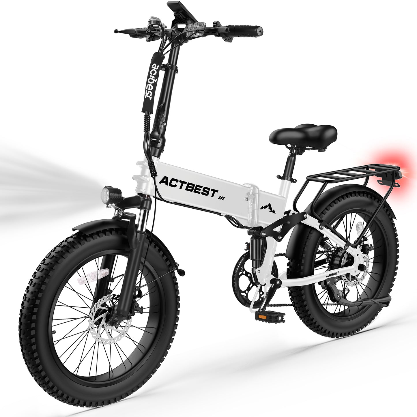 AT60 Electric Bicycle for Adults, with Dual Suspension 20" Fat Tire Folding Ebike