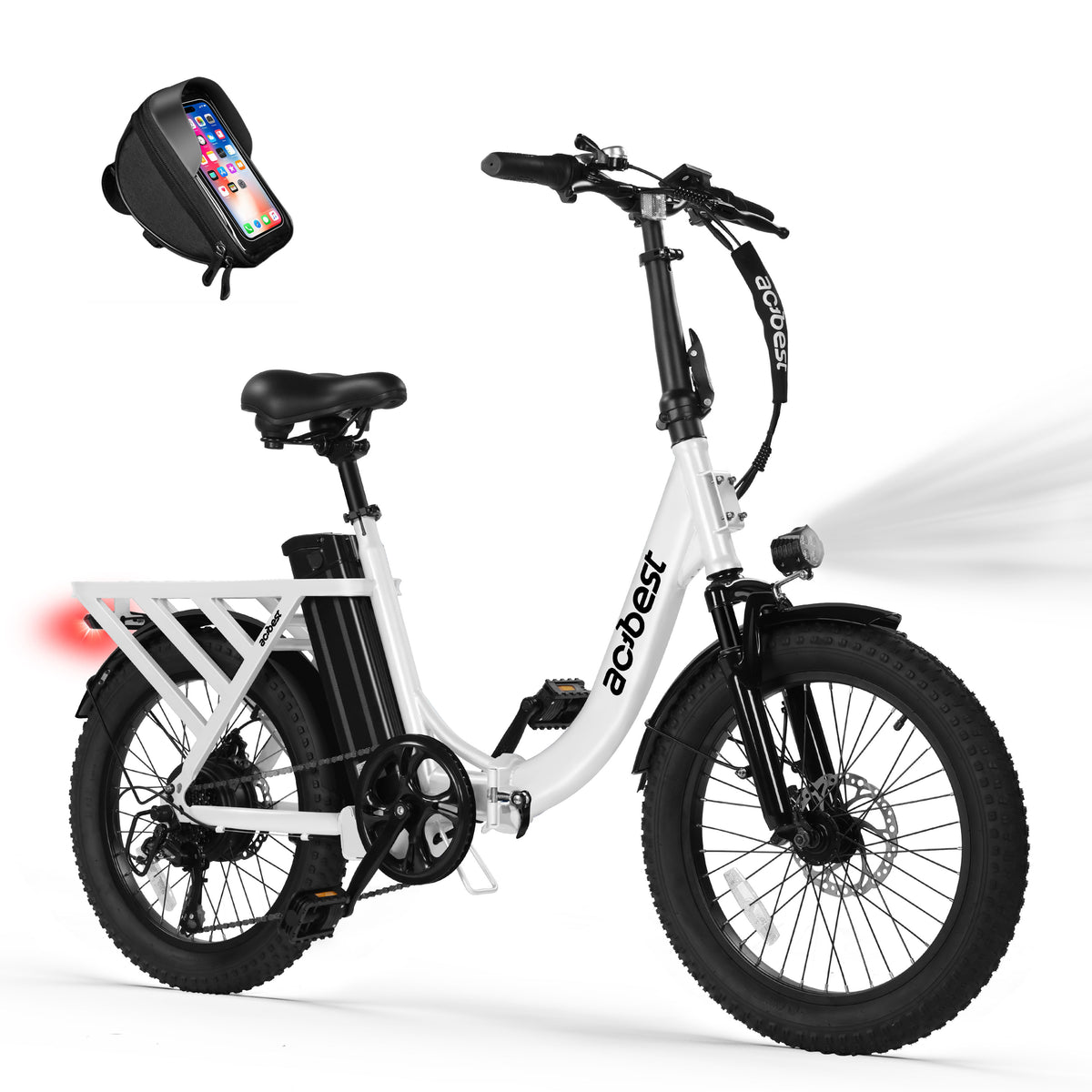 AA AT28 Actbest Electric Bike, 20" Folding EBike for Adults, Peak 750W Motor 48V 499Wh Battery, Fat Tire & Front Suspension Electric Bicycles,7 Speed