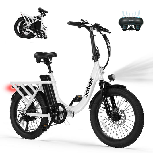 AA AT28 Actbest Electric Bike, 20" Folding EBike for Adults, Peak 750W Motor 48V 499Wh Battery, Fat Tire & Front Suspension Electric Bicycles,7 Speed