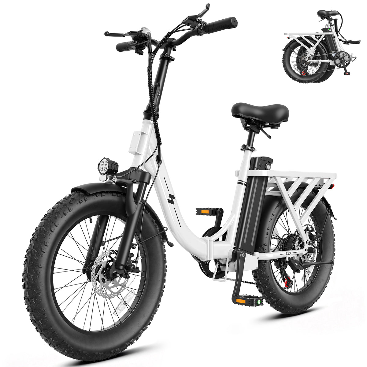 HP28 Hopepeak Z10 Folding Electric Bike for Adults, 500W Motor 28 MPH, 48V 13.5Ah Removable Battery, 20" Fat Tire Foldable EBike with 7-Speed