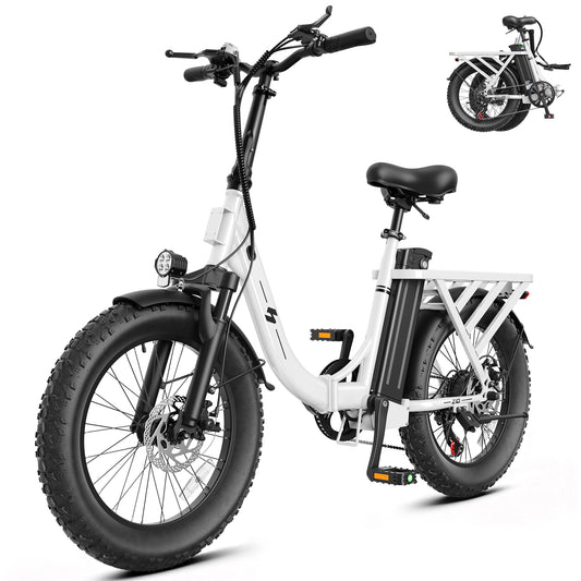 HP28 Hopepeak Z10 Folding Electric Bike for Adults, 500W Motor 28 MPH, 48V 13.5Ah Removable Battery, 20" Fat Tire Foldable EBike with 7-Speed