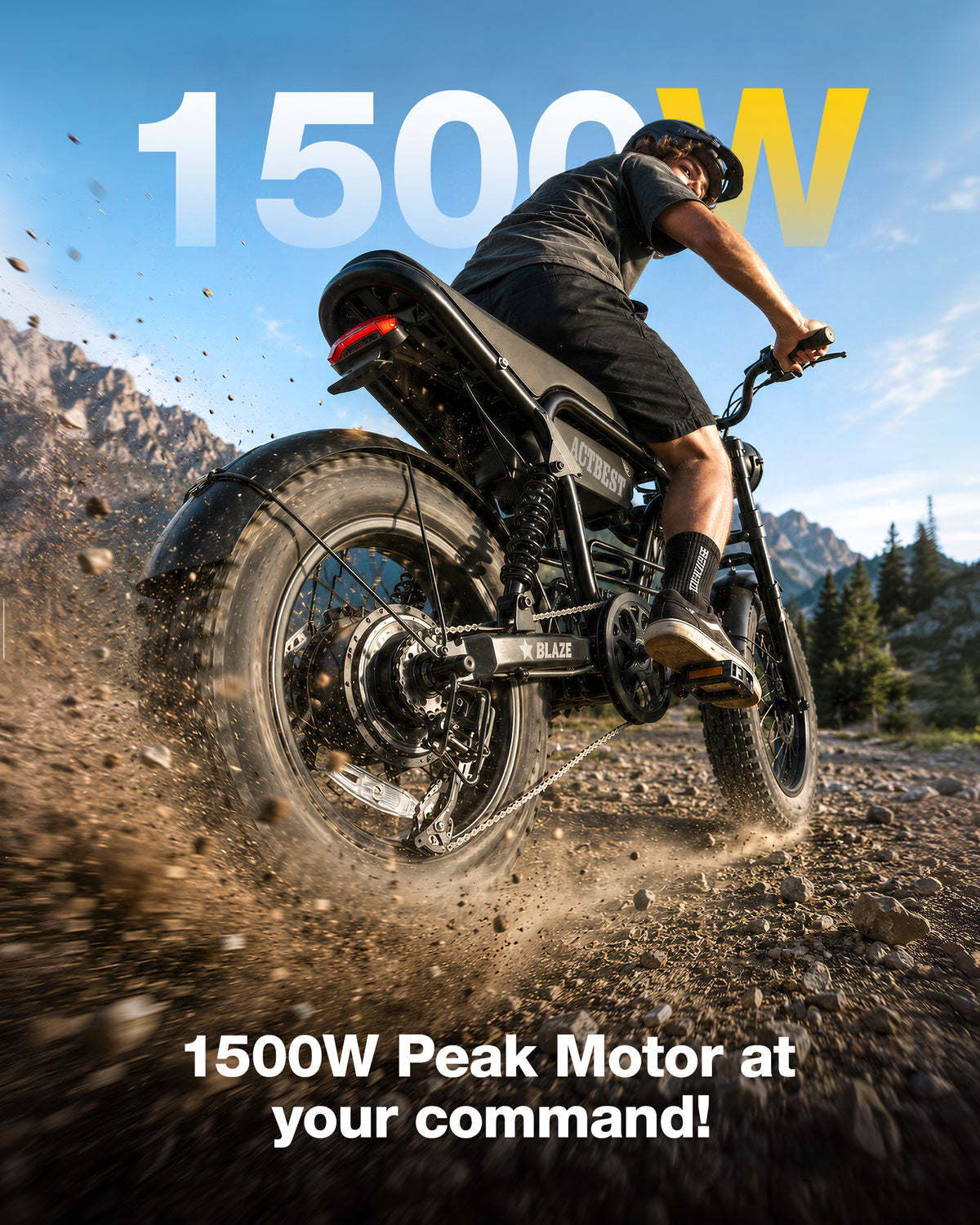 AA NEW AT56 ACTBEST Blaze Electric Bike, 16"x4.0" Fat Tire Ebikes for Adults, 750W Peak 25 MPH Electric Mountain Bike, 48V 10.4 AH Battery, 7-Speed E-Bike with Free Lock