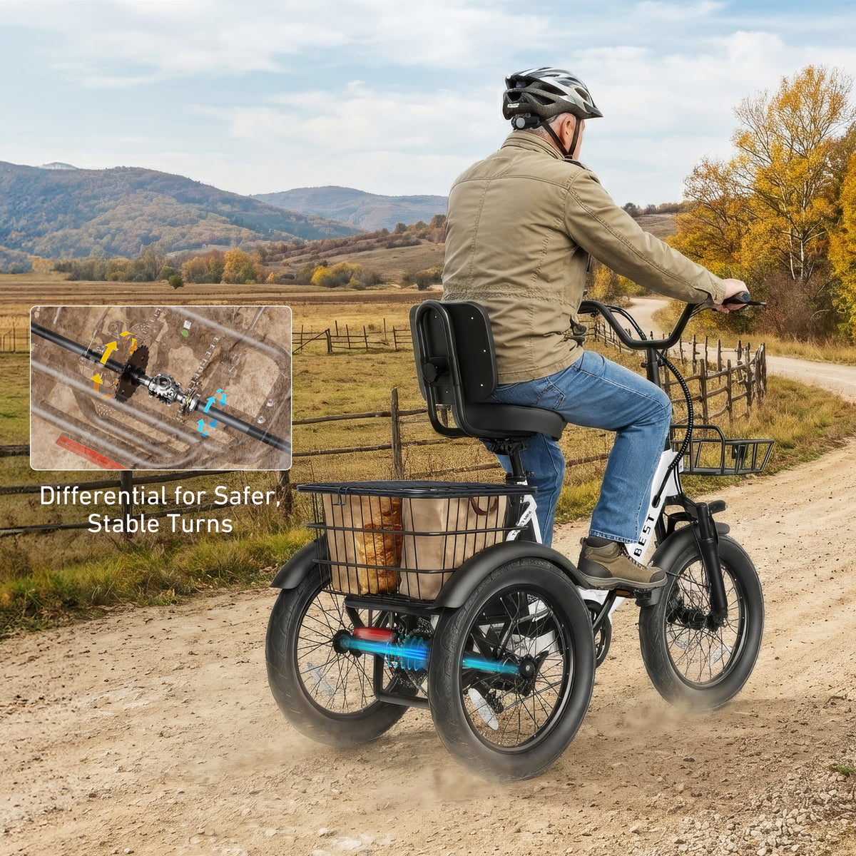 AA AT57 ACTBEST Electric Tricycle for Adults, 18"x3.0" Fat Tire 3-Wheel Electric Bike, 500W Motor 48V 10.4Ah Battery, Folding E-Trike Up to 18Mph