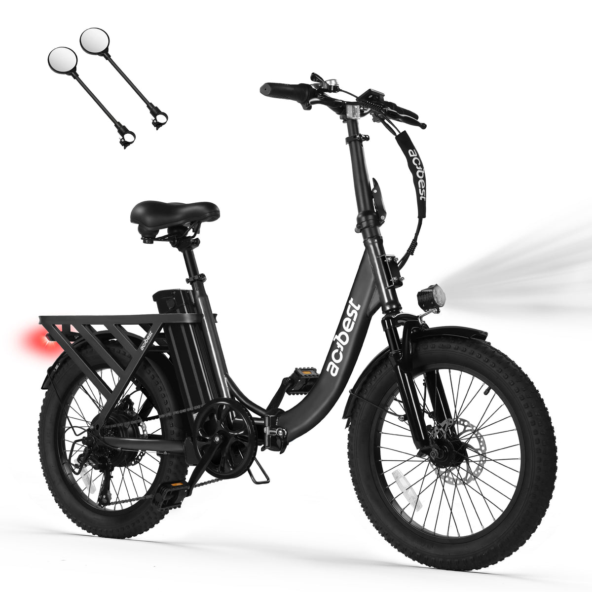 AA AT28 Actbest Electric Bike, 20" Folding EBike for Adults, Peak 750W Motor 48V 499Wh Battery, Fat Tire & Front Suspension Electric Bicycles,7 Speed