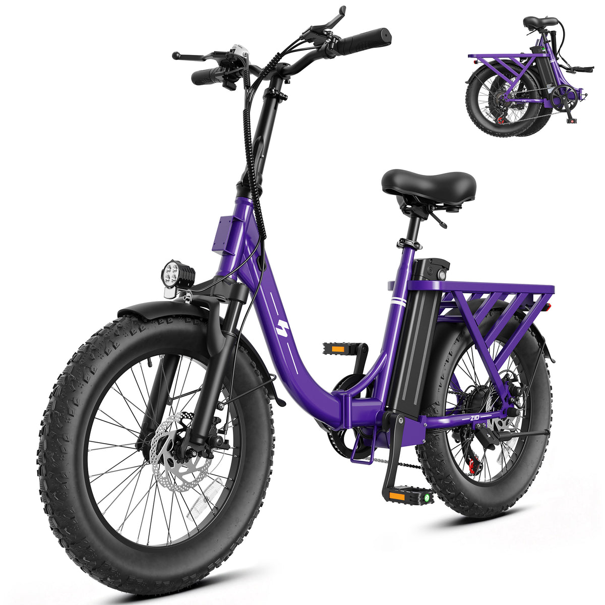 HP28 Hopepeak Z10 Folding Electric Bike for Adults, 500W Motor 28 MPH, 48V 13.5Ah Removable Battery, 20" Fat Tire Foldable EBike with 7-Speed