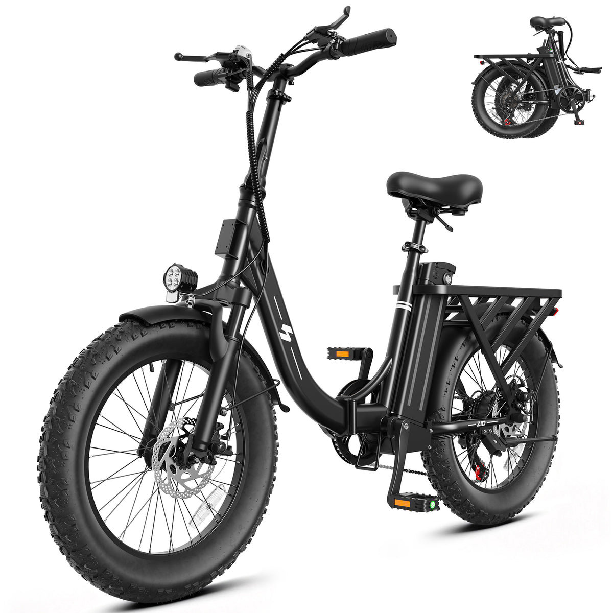 HP28 Hopepeak Z10 Folding Electric Bike for Adults, 500W Motor 28 MPH, 48V 13.5Ah Removable Battery, 20" Fat Tire Foldable EBike with 7-Speed