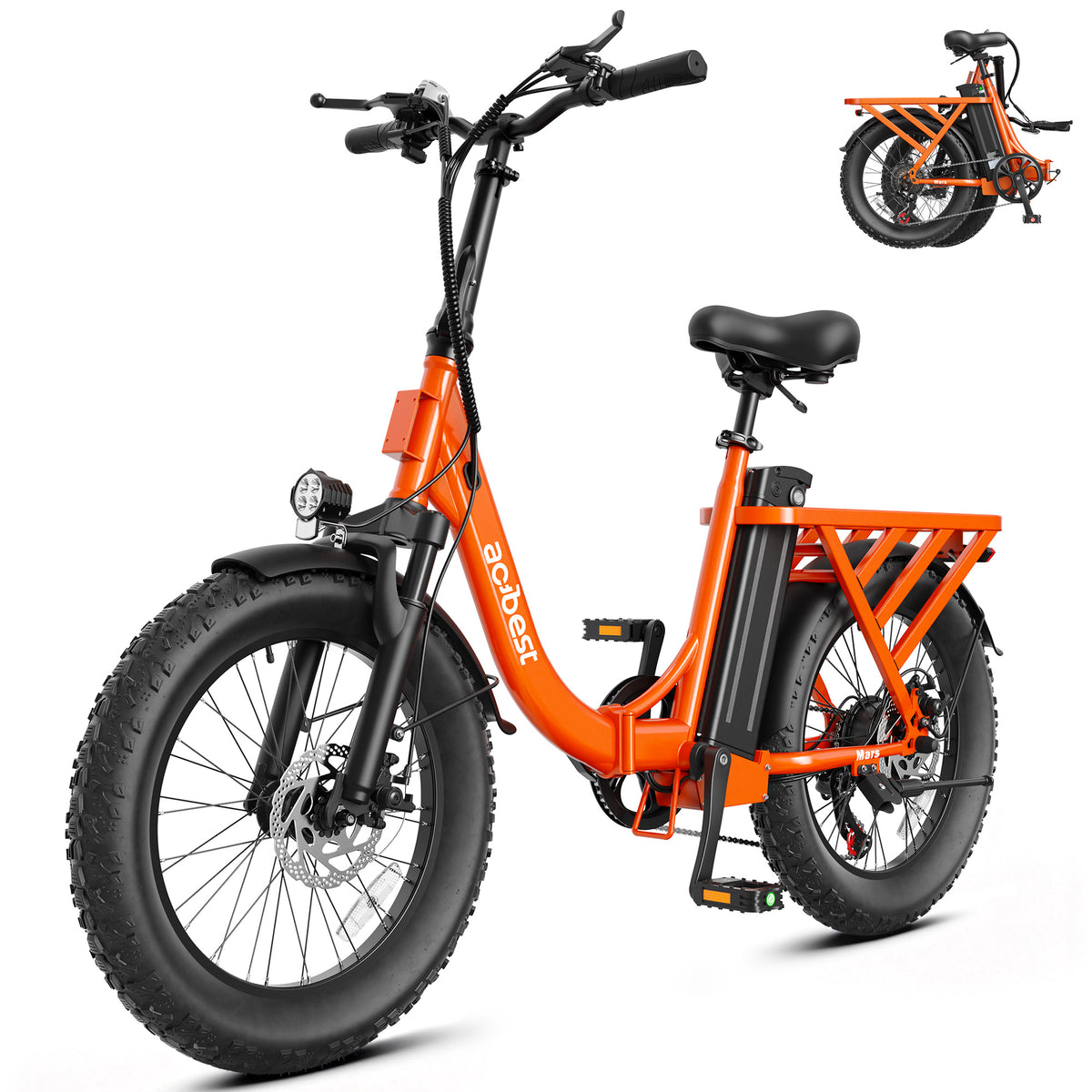 AA AT28-Z Actbest 20" Foldable Electric Bike for Adults, 500W Motor, 48V 10.4Ah Removable Battery, 7 Speed, Front Suspension,Fat Tire Folding Ebike