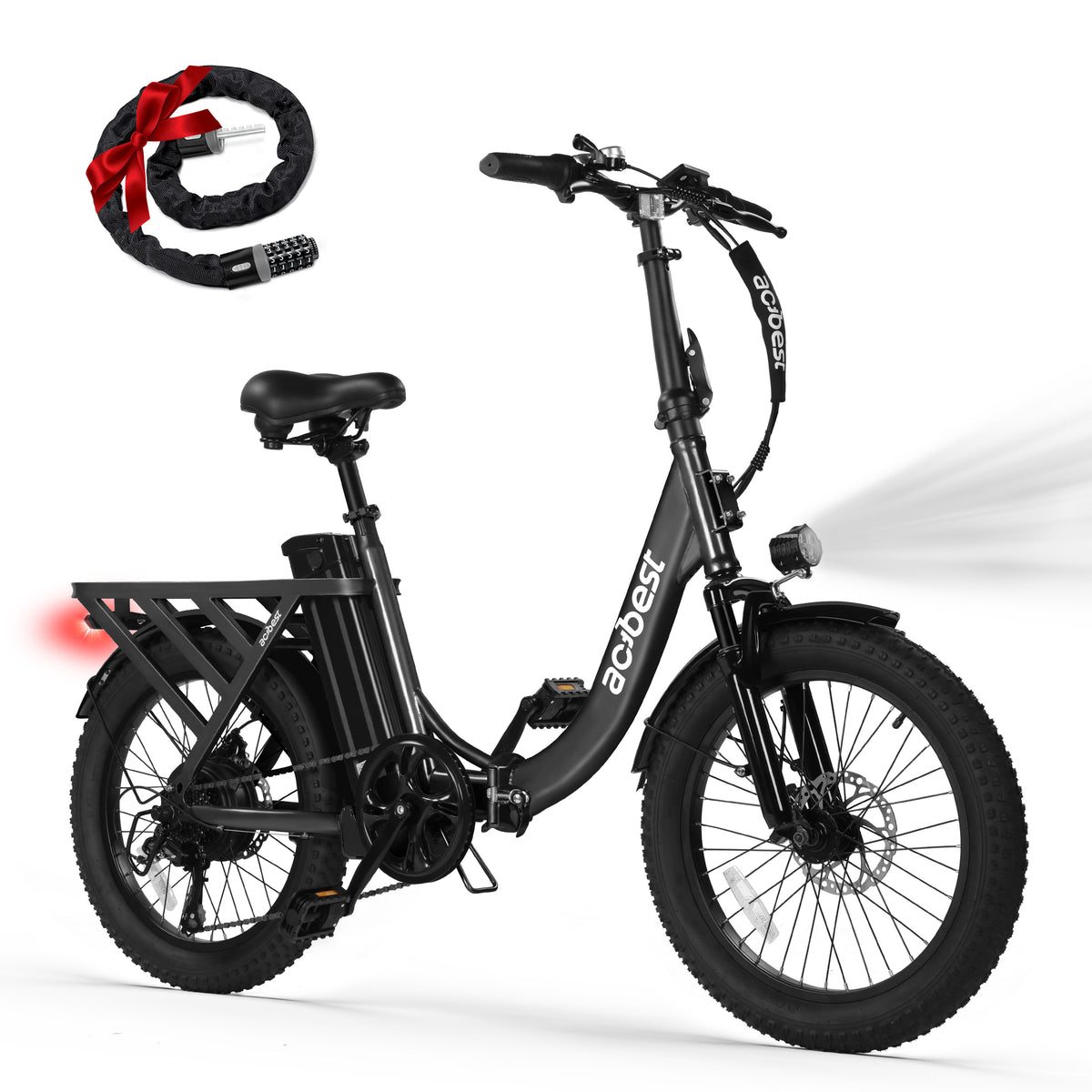 AA AT28 Actbest Electric Bike, 20" Folding EBike for Adults, Peak 750W Motor 48V 499Wh Battery, Fat Tire & Front Suspension Electric Bicycles,7 Speed