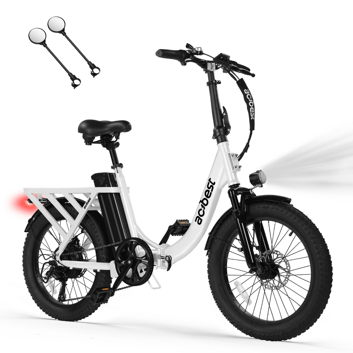 AA AT28 Actbest Electric Bike, 20" Folding EBike for Adults, Peak 750W Motor 48V 499Wh Battery, Fat Tire & Front Suspension Electric Bicycles,7 Speed