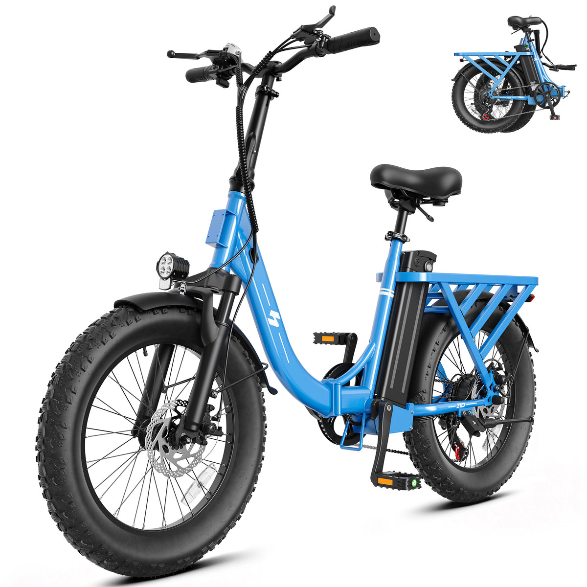 HP28 Hopepeak Z10 Folding Electric Bike for Adults, 500W Motor 28 MPH, 48V 13.5Ah Removable Battery, 20" Fat Tire Foldable EBike with 7-Speed