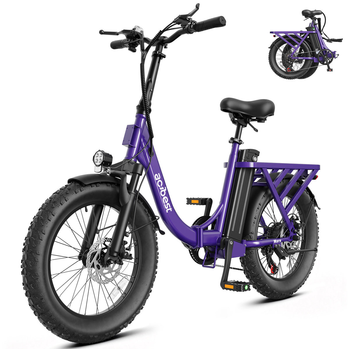 AA AT28-Z Actbest 20" Foldable Electric Bike for Adults, 500W Motor, 48V 10.4Ah Removable Battery, 7 Speed, Front Suspension,Fat Tire Folding Ebike