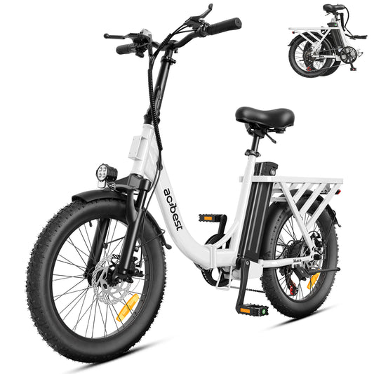 Actbest Mars Foldable Electric Bike, 700W Motor, 48V 499Wh Battery, 7 Speed, Front Suspension, 20" Folding Fat Tire Electric Bike for Adults