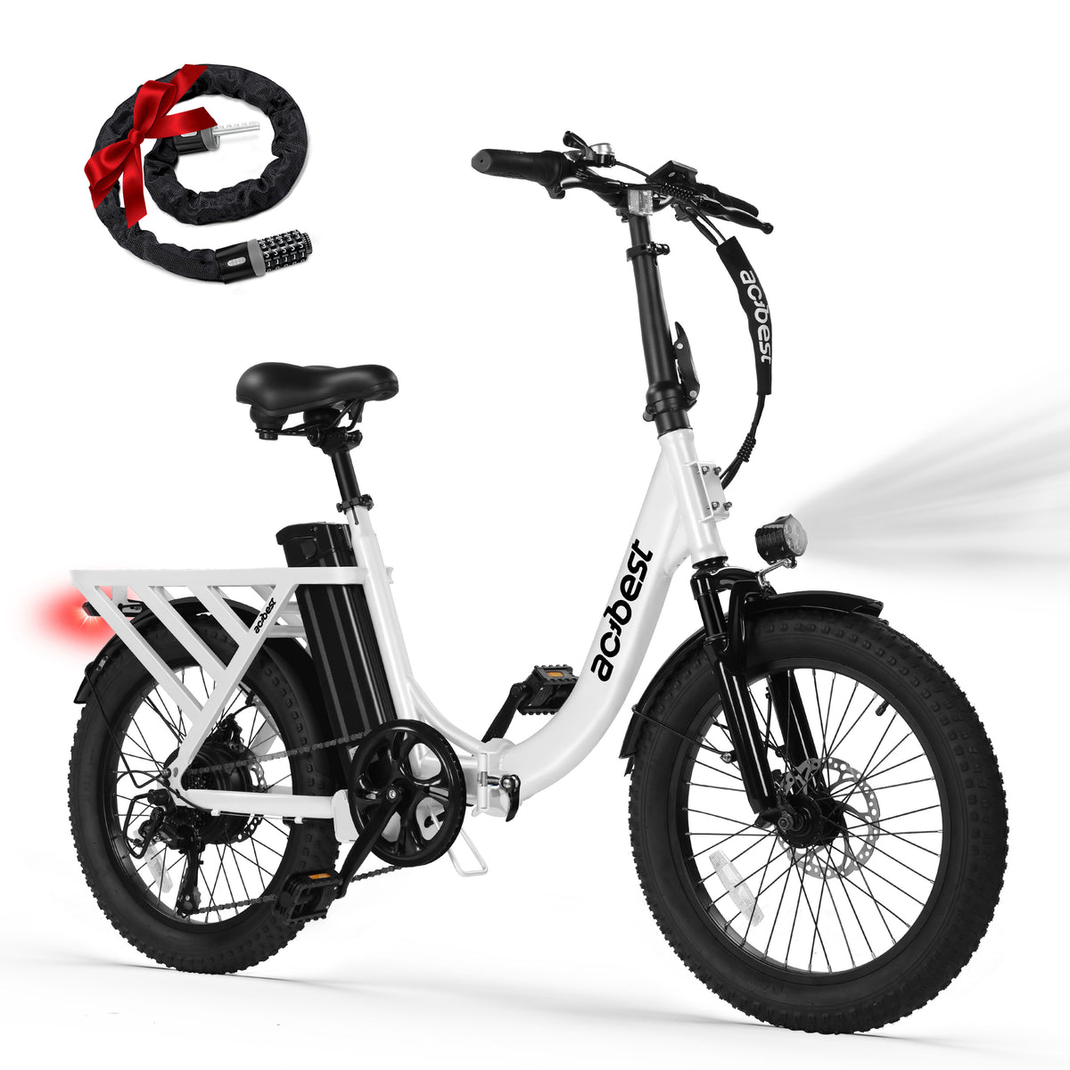 AA AT28 Actbest Electric Bike, 20" Folding EBike for Adults, Peak 750W Motor 48V 499Wh Battery, Fat Tire & Front Suspension Electric Bicycles,7 Speed