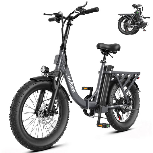 AA AT28-Z Actbest 20" Foldable Electric Bike for Adults, 500W Motor, 48V 10.4Ah Removable Battery, 7 Speed, Front Suspension,Fat Tire Folding Ebike