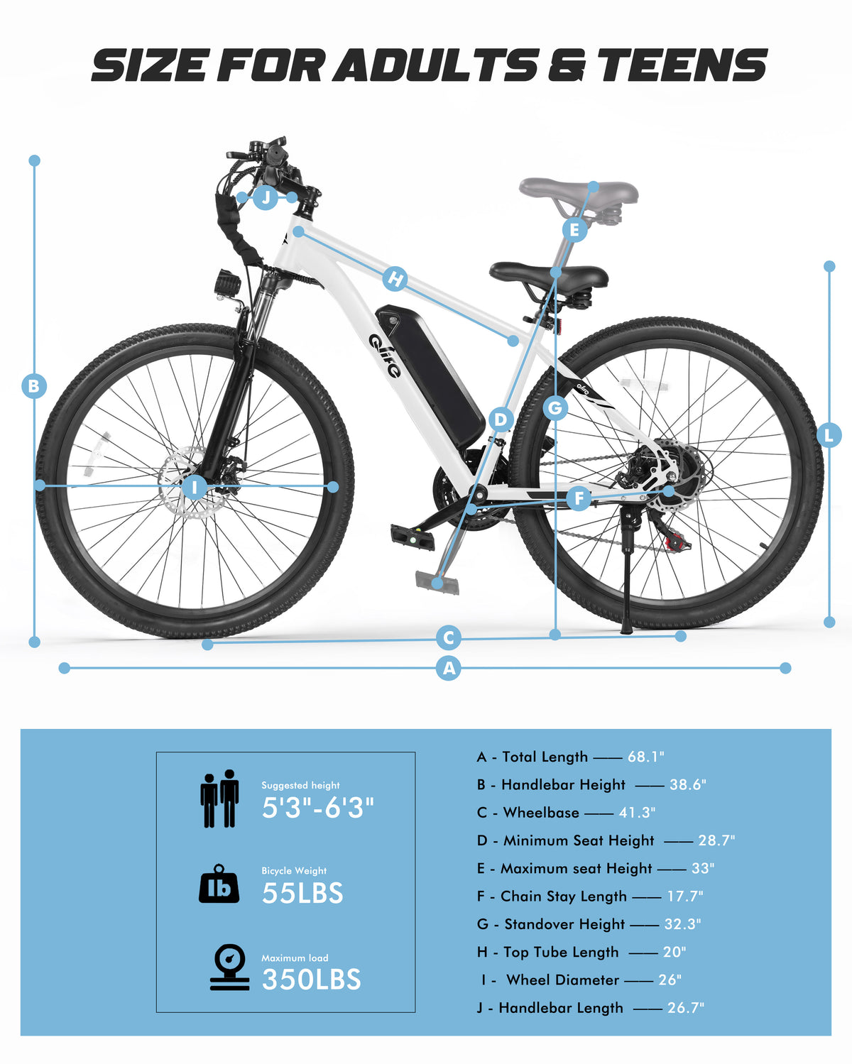 AA 2026p-new Qlife Racer Electric Bike for Adults, 26" Tires, 21-Speed, Up to 40 Miles with 350W Motor,48V 7.8Ah Removable Battery, Mountain Lightweight Ebike