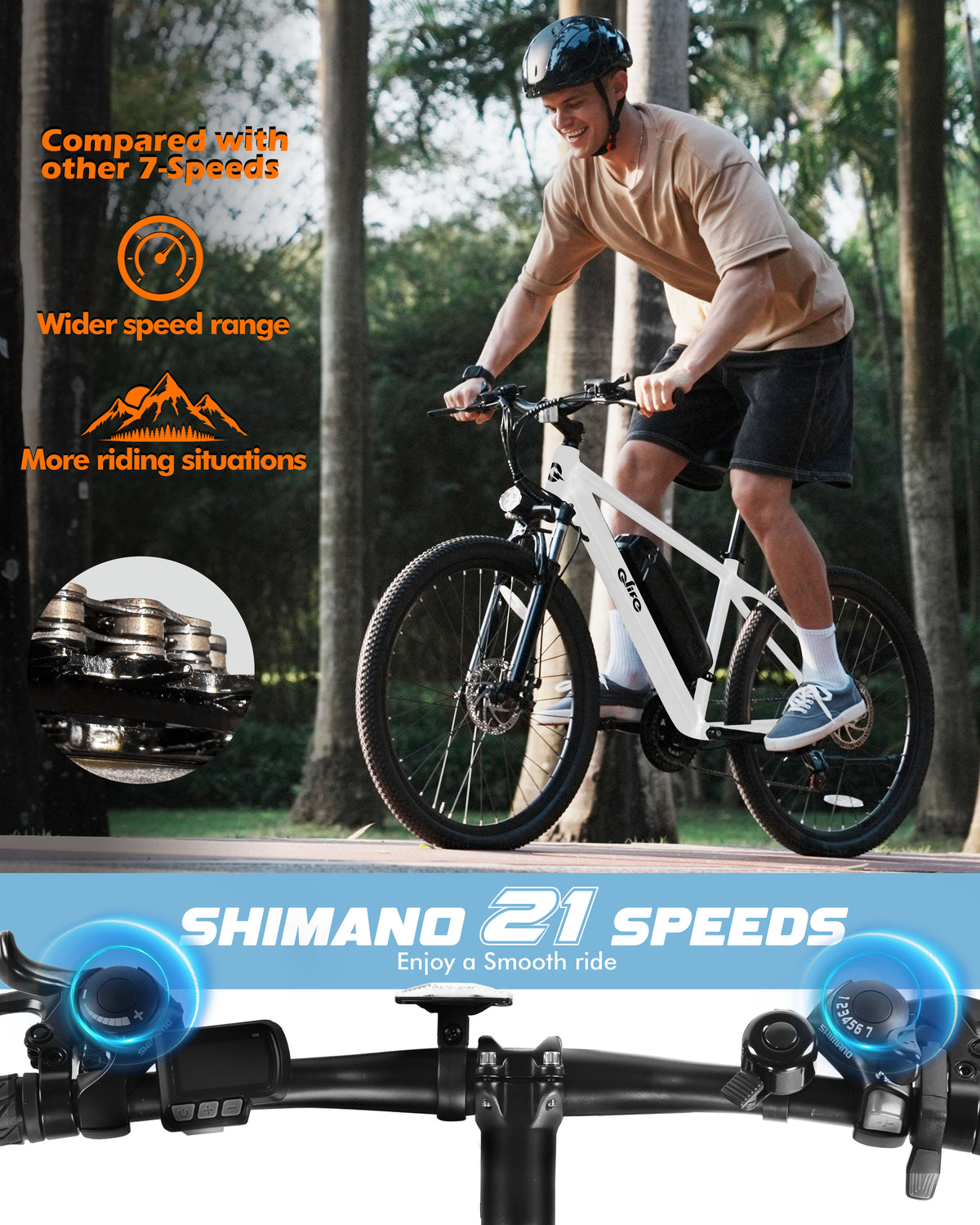 AA 2026p-new Qlife Racer Electric Bike for Adults, 26" Tires, 21-Speed, Up to 40 Miles with 350W Motor,48V 7.8Ah Removable Battery, Mountain Lightweight Ebike