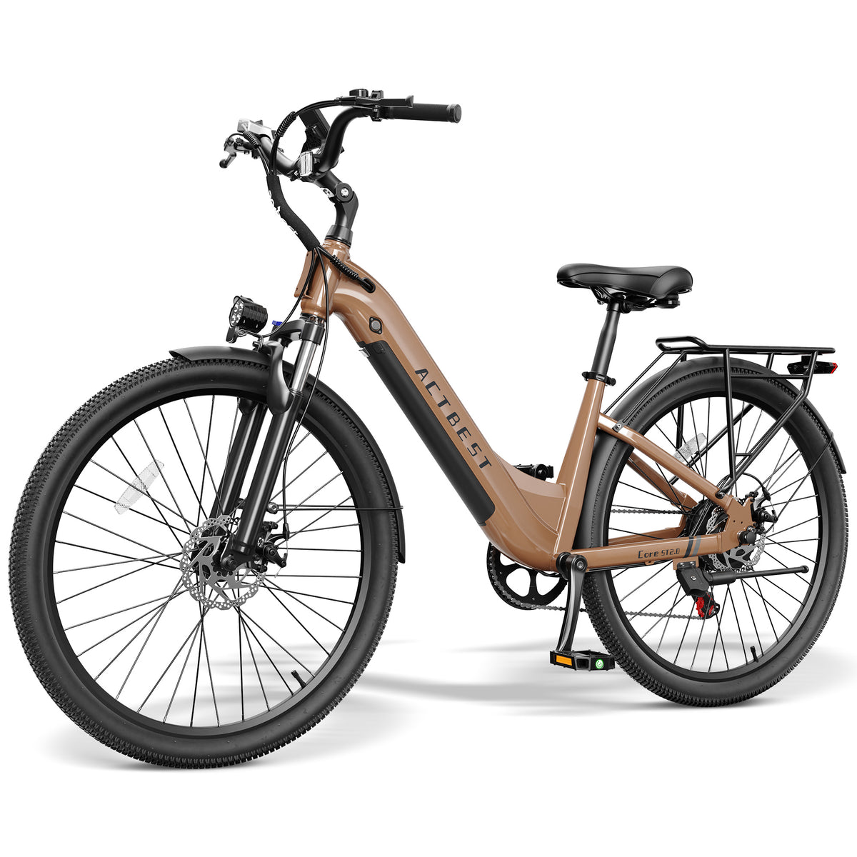 AA AT4926 Actbest 26" Electric Bike for Woman, Peak 1200W, 500Wh Removable Battery, 3 Riding Modes, 48V 10.4Ah, Front Suspension, 7-Speed, Cruise Ebike for Adults, Electric Bicycles