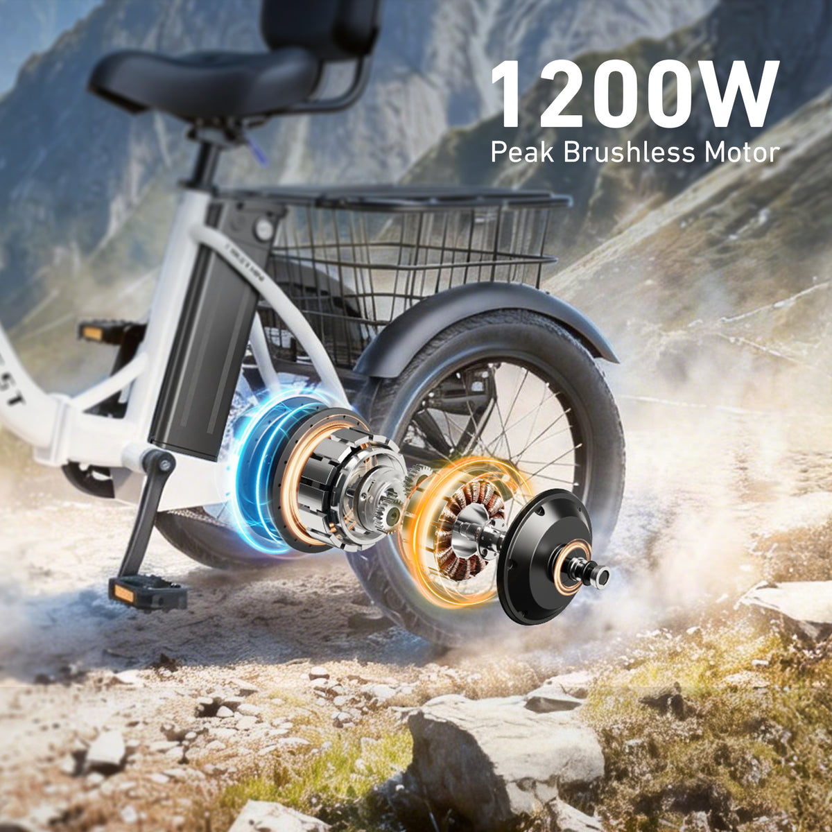 AA AT57 ACTBEST Electric Tricycle for Adults, 18"x3.0" Fat Tire 3-Wheel Electric Bike, 500W Motor 48V 10.4Ah Battery, Folding E-Trike Up to 18Mph