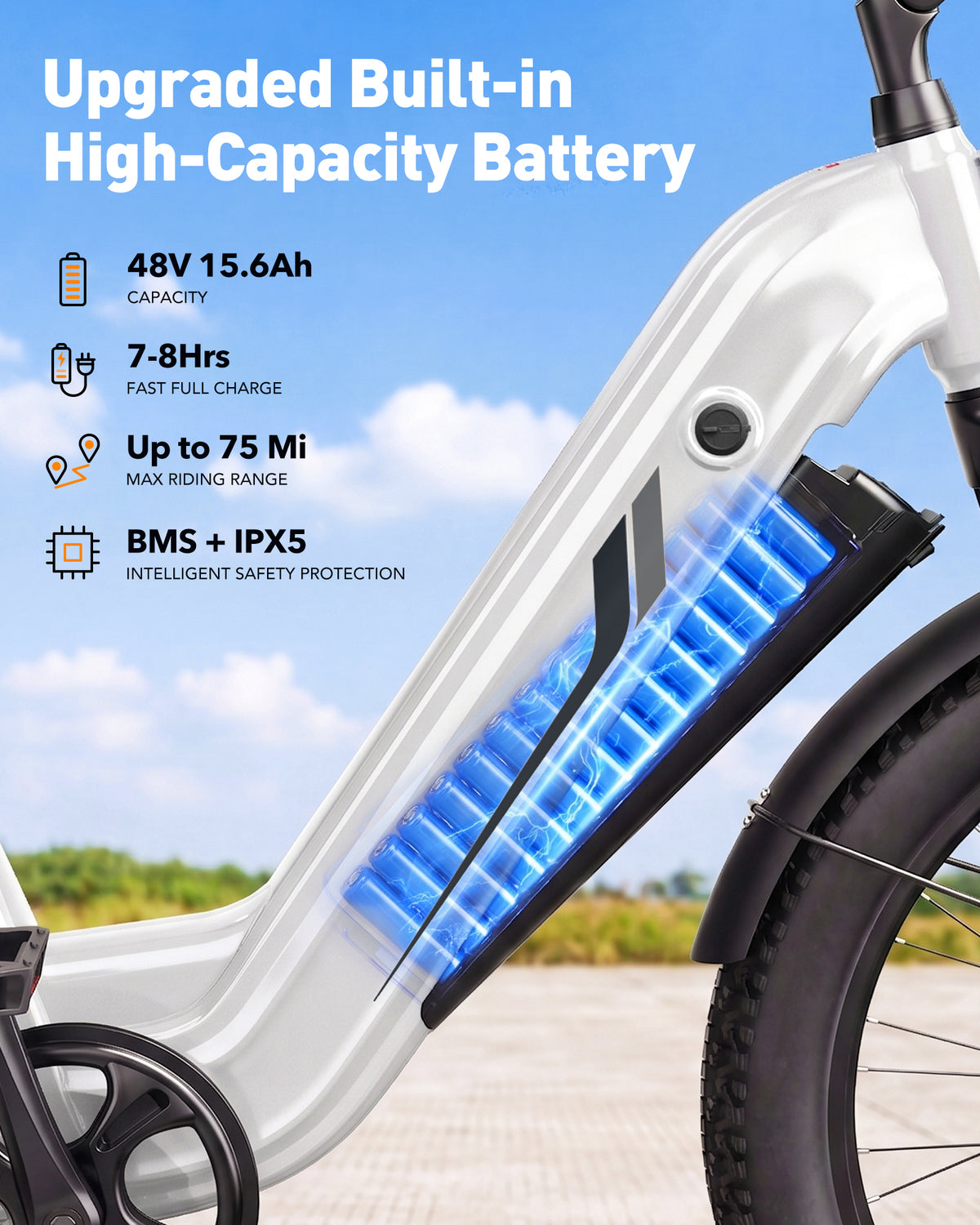 HP21 Hopepeak C30 Electric Bike for Adults,750W Motor, 28 MPH Max Electric Urban Bike, 48V 15.6Ah Removable Battery, 24" Fat Tire EBike with 7-Speed
