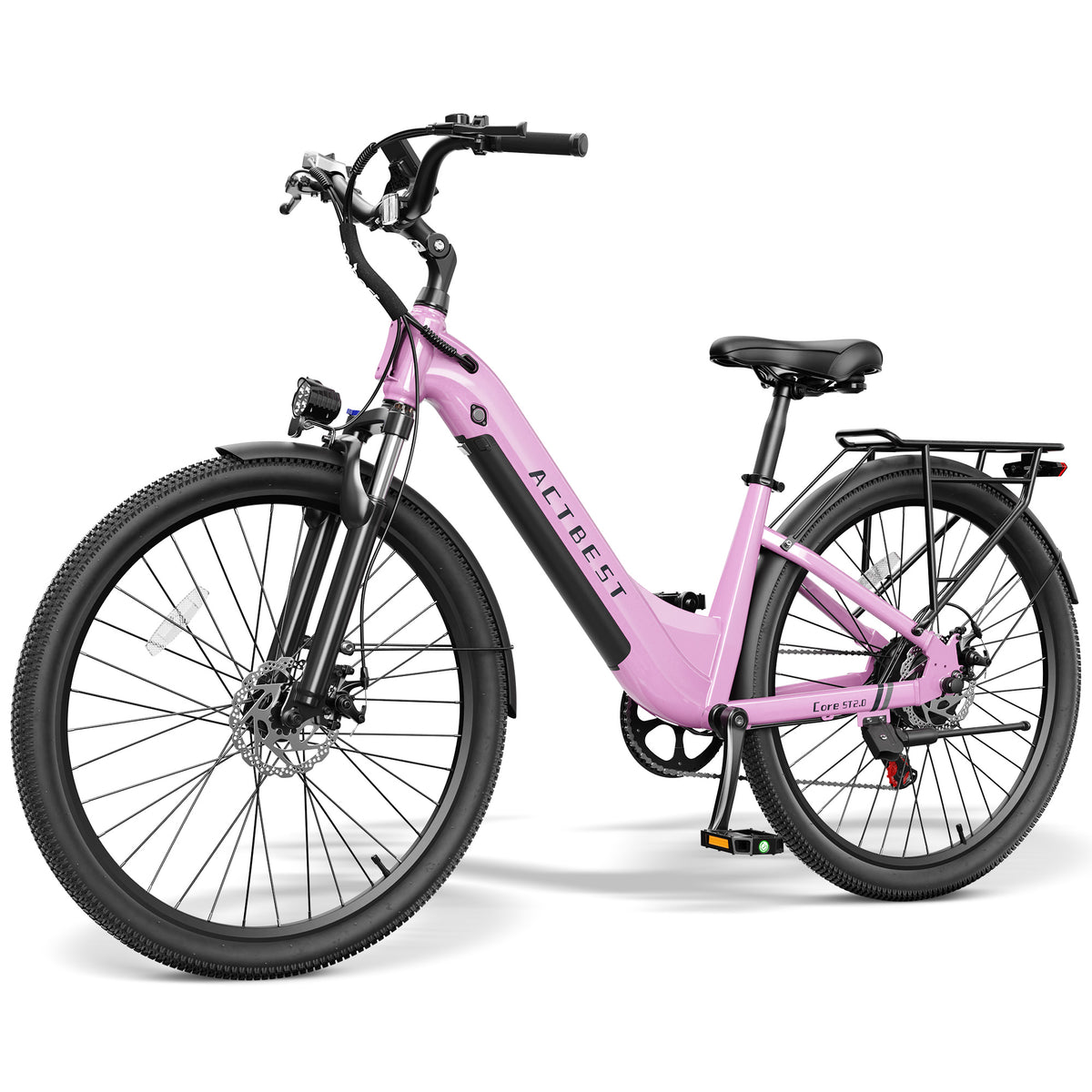 AA AT4926 Actbest 26" Electric Bike for Woman, Peak 1200W, 500Wh Removable Battery, 3 Riding Modes, 48V 10.4Ah, Front Suspension, 7-Speed, Cruise Ebike for Adults, Electric Bicycles