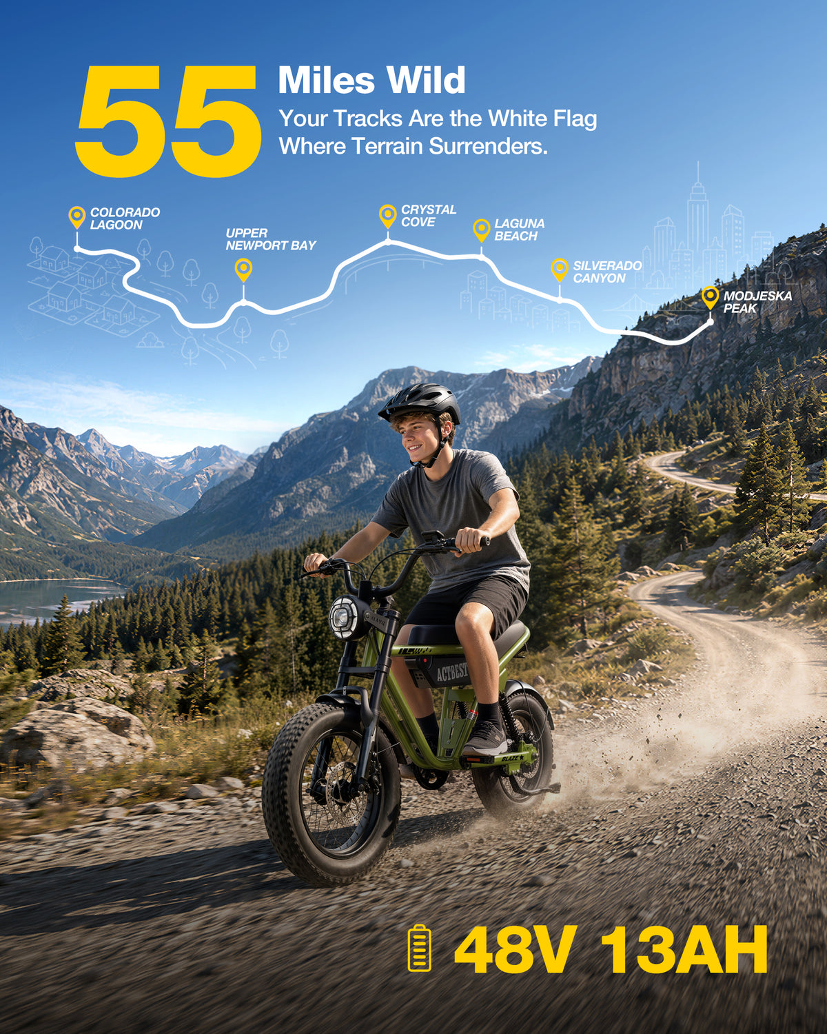 AA HP56-US Actbest Fat Tire Electric Bicycle, 16"x 4.0" Fat Tire Ebike, 750W 48V 13Ah 25MPH Full Suspension, Electric Bike for Adults