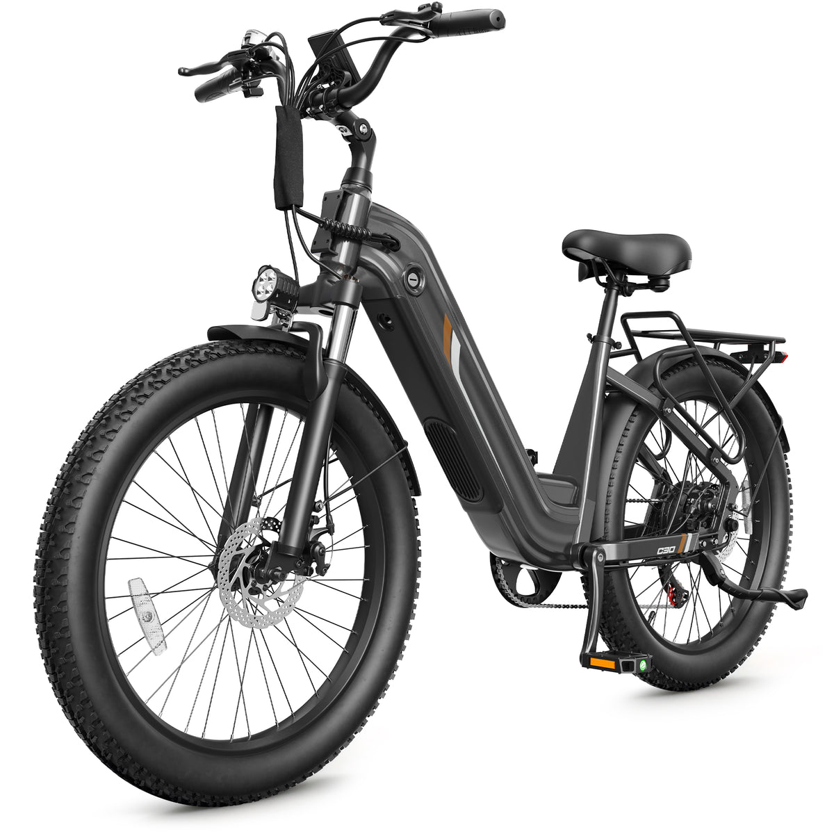 HP21 Hopepeak C30 Electric Bike for Adults,750W Motor, 28 MPH Max Electric Urban Bike, 48V 15.6Ah Removable Battery, 24" Fat Tire EBike with 7-Speed