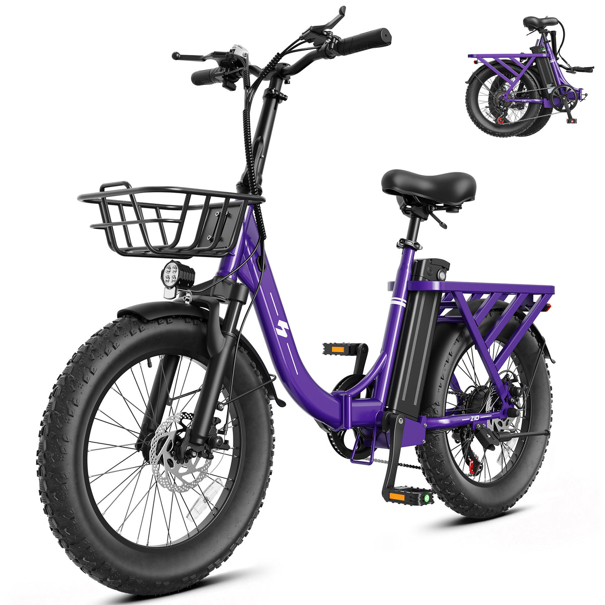 HP28 Hopepeak Z10 Folding Electric Bike for Adults, 500W Motor 28 MPH, 48V 13.5Ah Removable Battery, 20" Fat Tire Foldable EBike with 7-Speed