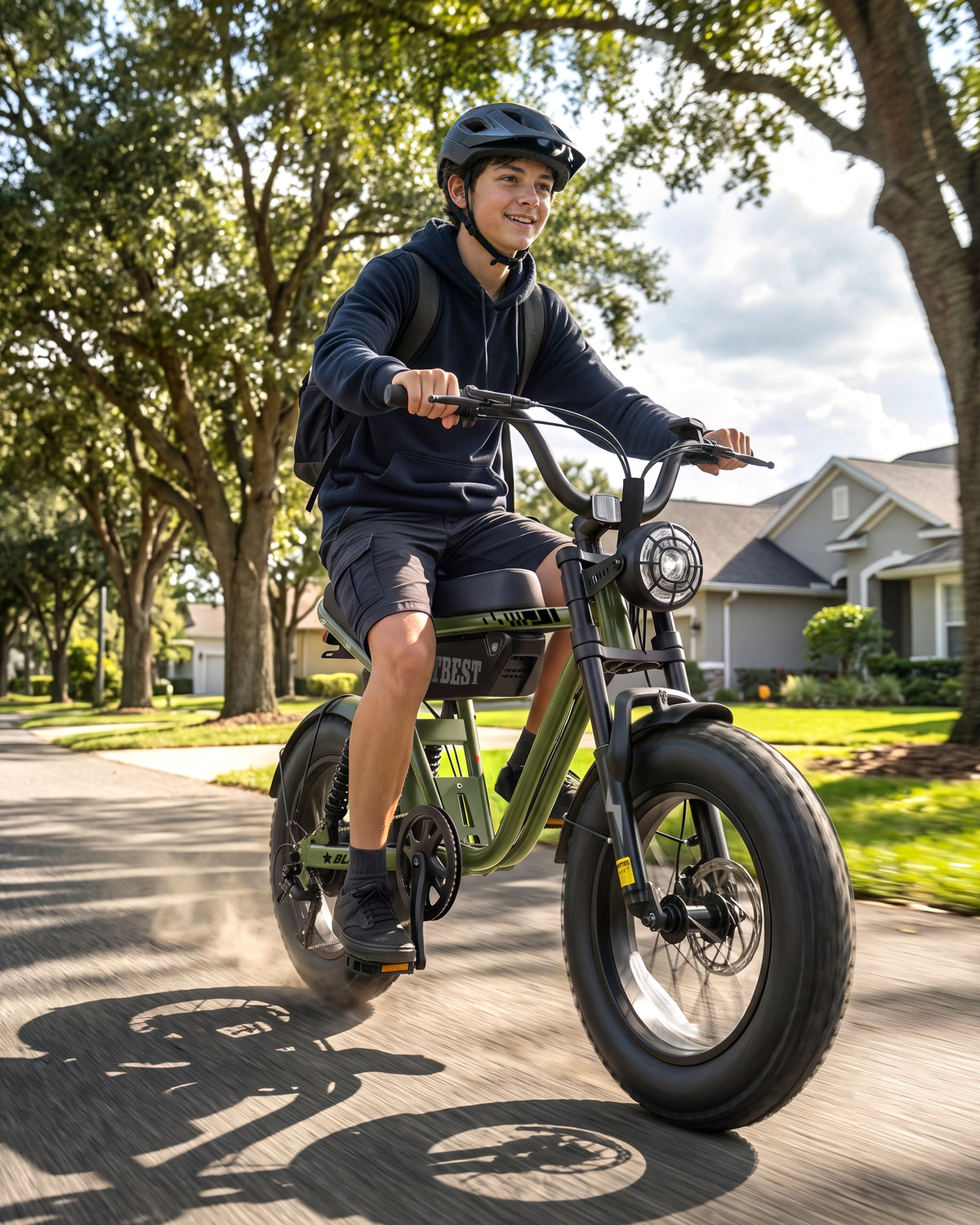 AA HP56-US Actbest Fat Tire Electric Bicycle, 16"x 4.0" Fat Tire Ebike, 750W 48V 13Ah 25MPH Full Suspension, Electric Bike for Adults