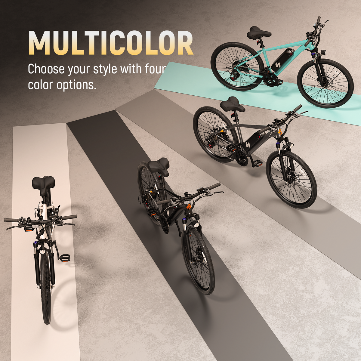EB20-26P Qlife 26" Adult Electric Mountain Bike, 48V 7.8Ah Removable Battery, Max 28MPH, 7‑Speed, Lock‑Out Suspension, 350W Hub‑Motor Mechanical Disc‑Brake eBike for men&women