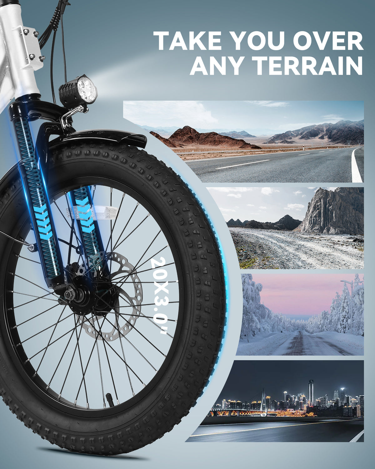 AA AT28-Z Actbest 20" Foldable Electric Bike for Adults, 500W Motor, 48V 10.4Ah Removable Battery, 7 Speed, Front Suspension,Fat Tire Folding Ebike