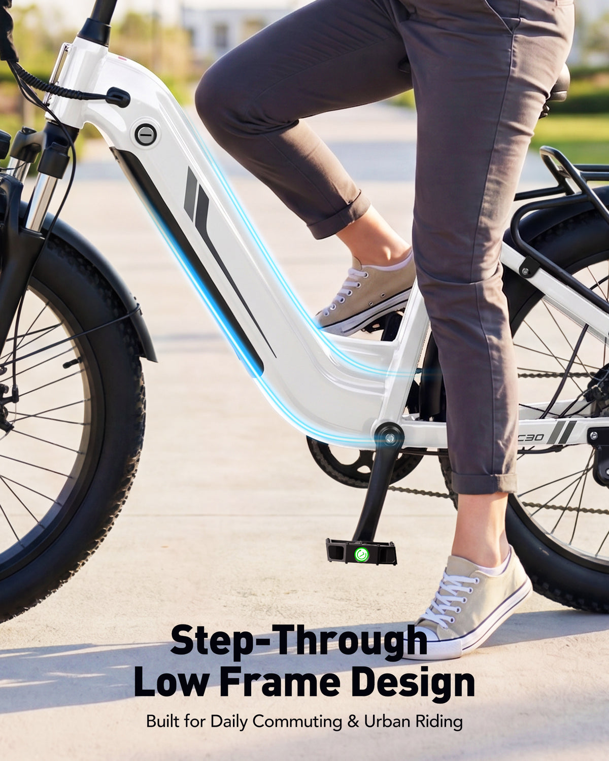 HP21 Hopepeak C30 Electric Bike for Adults,750W Motor, 28 MPH Max Electric Urban Bike, 48V 15.6Ah Removable Battery, 24" Fat Tire EBike with 7-Speed