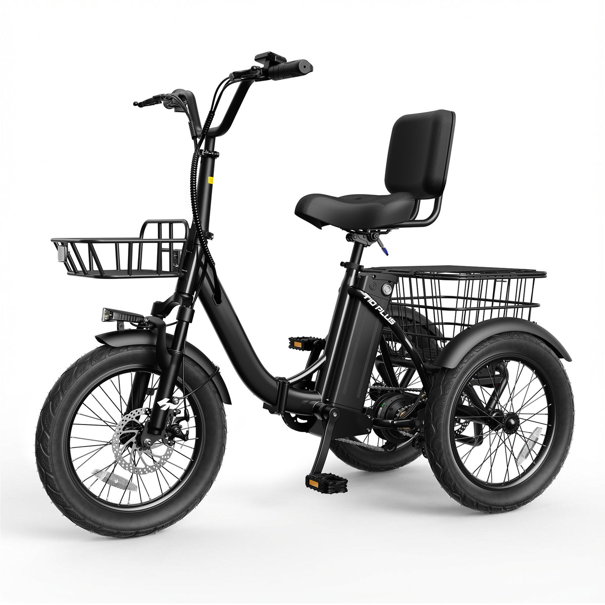 HP57 Hopepeak T10 Plus Electric Tricycle for Adults, Folding 3 Wheels Electric Bike with 350W Hub Motor, 18MPH Max Speed 48V 10.4Ah Removable Battery Foldable Etrike