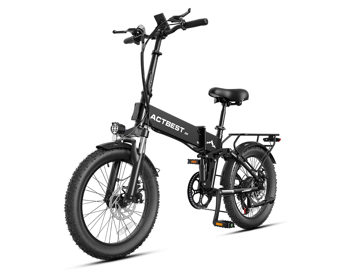 AA AT60-1   Actbest Summit Folding Electric Bike for Adults, 20" Fat Tires Ebike, 500W Motor, 48V 12AH, 7 Speed Electric Bicycle, 25MPH, Dual Suspension