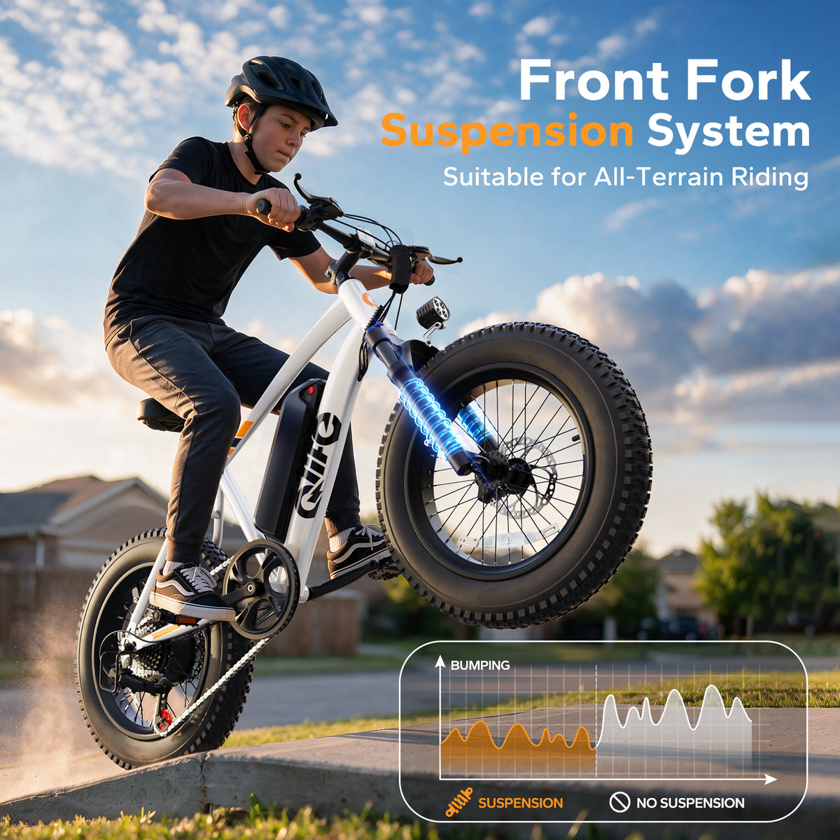 EB50 Qlife Racer Fat Tire Electric Bicycle for Adults, 28MPH Mountain Ebike with 500W Brushless Motor, Removable Battery, 20X4.0 Tire Step Over E-MTB