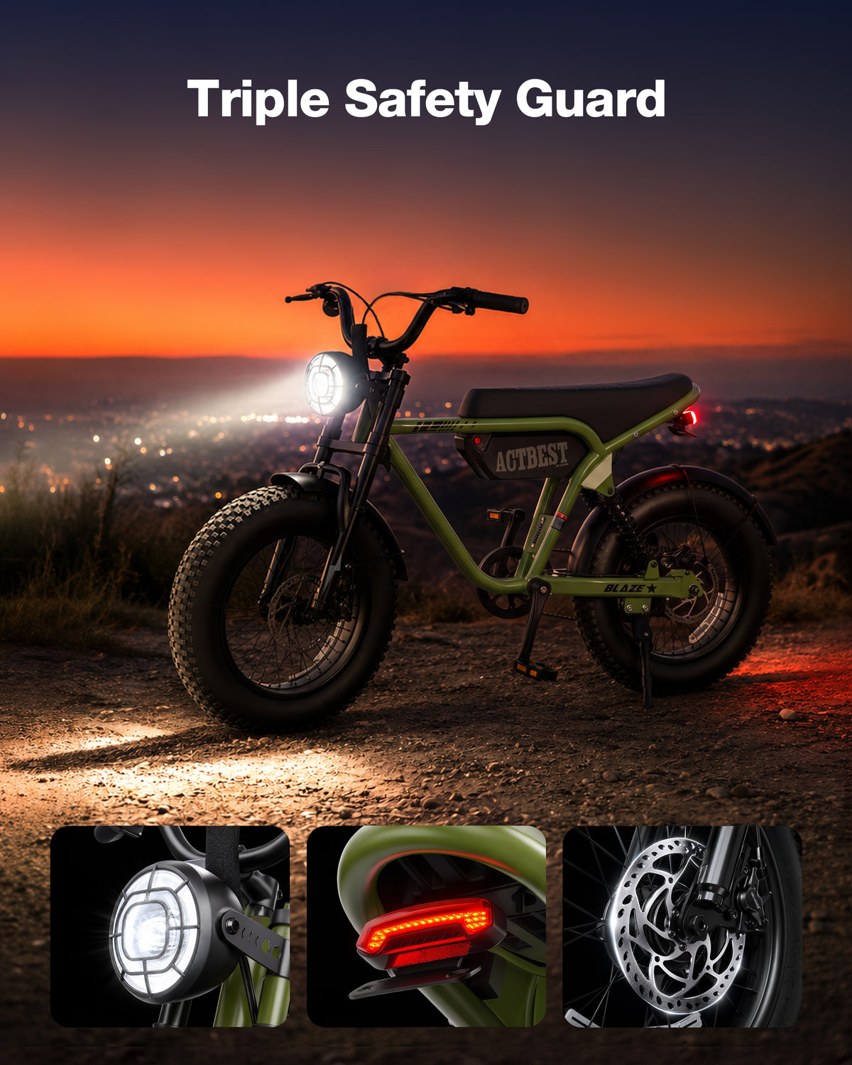 AA HP56-US Actbest Fat Tire Electric Bicycle, 16"x 4.0" Fat Tire Ebike, 750W 48V 13Ah 25MPH Full Suspension, Electric Bike for Adults