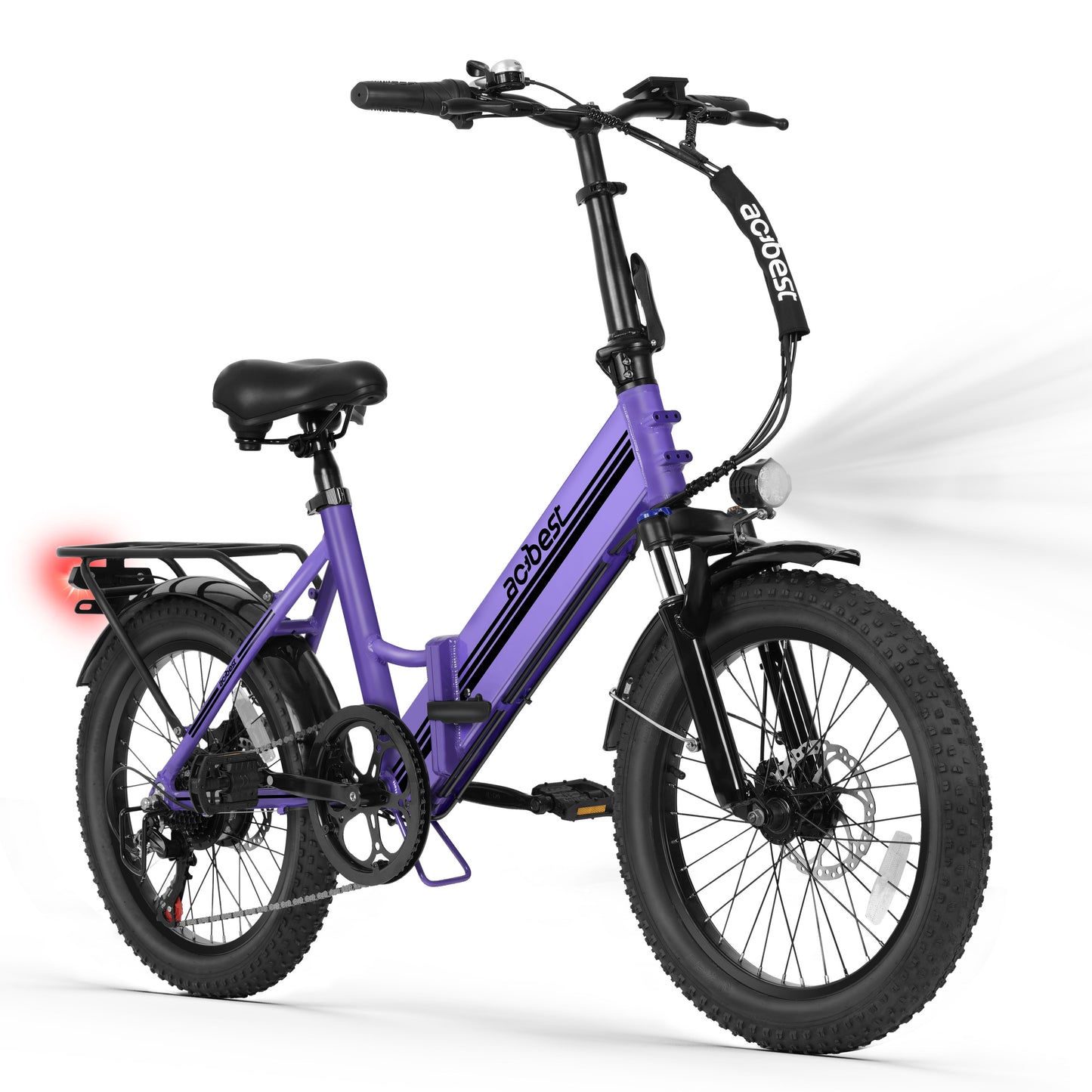 Actbest Speedy Lite Electric Bike for Adults 1200W Peak Motor Folding Ebike with 48V Removable Battery, 20" Fat Tire, Up to 40 Miles Electric Bicycle with Front Suspension (Black) with Saddle Bag