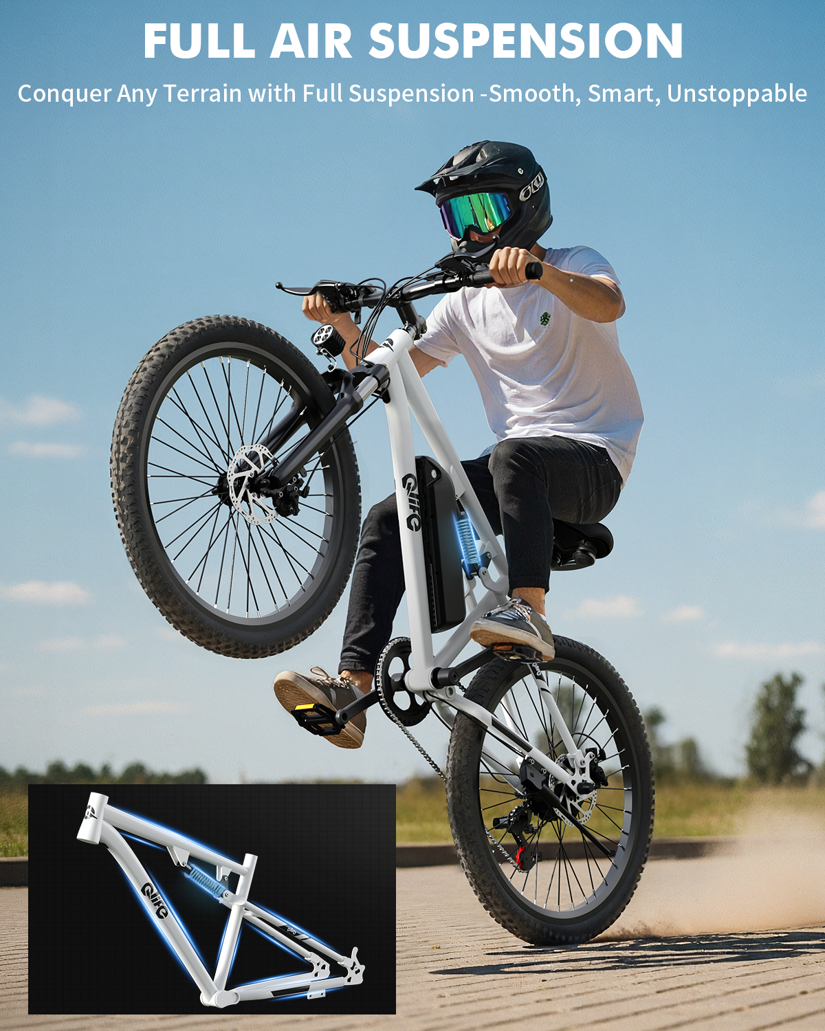 AA 2026p-new Qlife Racer Electric Bike for Adults, 26" Tires, 21-Speed, Up to 40 Miles with 350W Motor,48V 7.8Ah Removable Battery, Mountain Lightweight Ebike